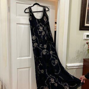 Thea Designer Navy Blue, Fully Beaded Stunning Gown